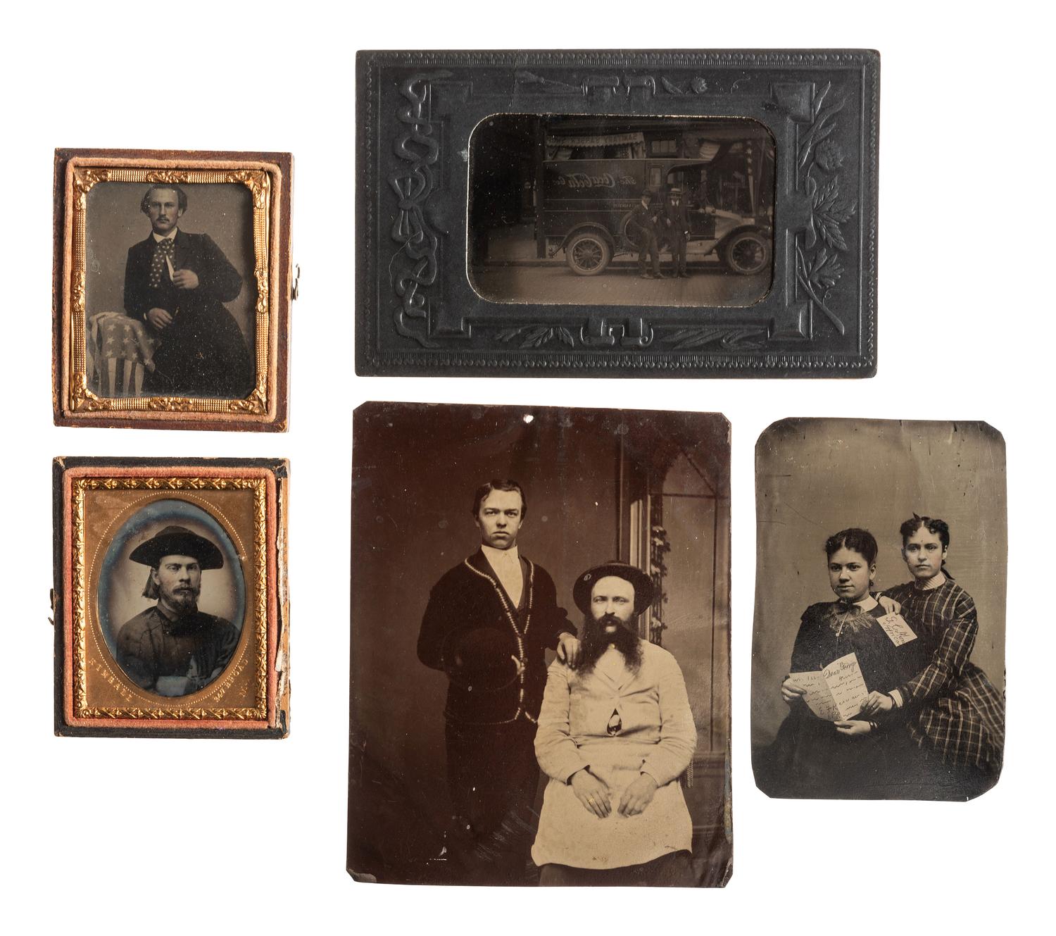 [EARLY PHOTOGRAPHY] Eclectic group of early photographs, including a set of early Indy racing cars, a set of images illustrating motion, and a set of photographs of Mexico.