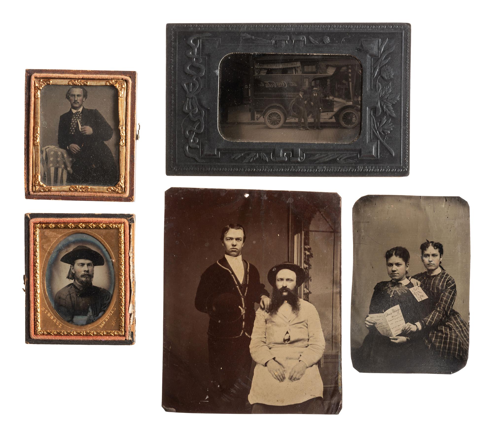 [EARLY PHOTOGRAPHY] Eclectic group of early photographs, including a set of early Indy racing cars, a set of images illustrating motion, and a set of photographs of Mexico.