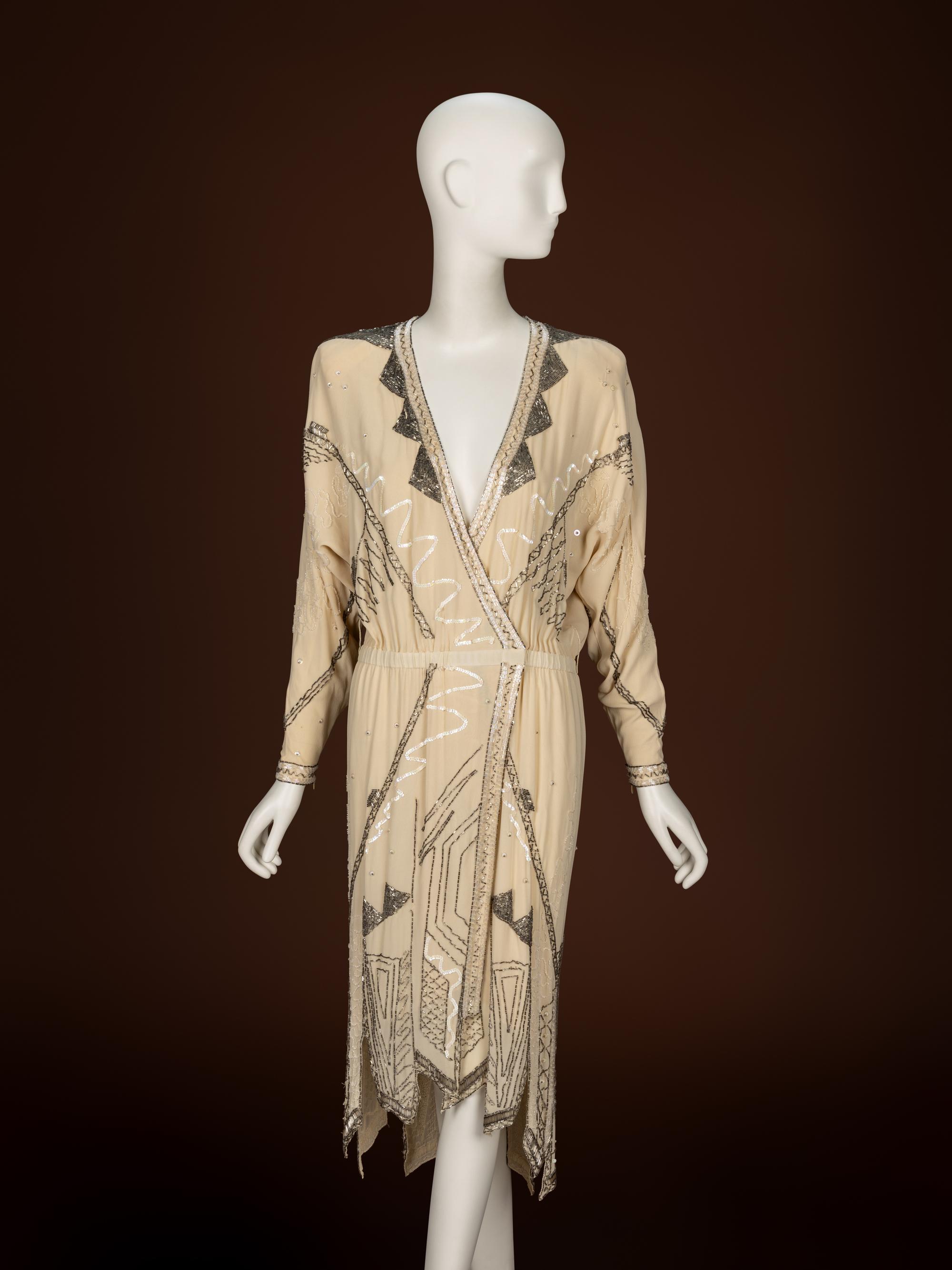 Fabrice, Beaded Cream Cocktail Dress
