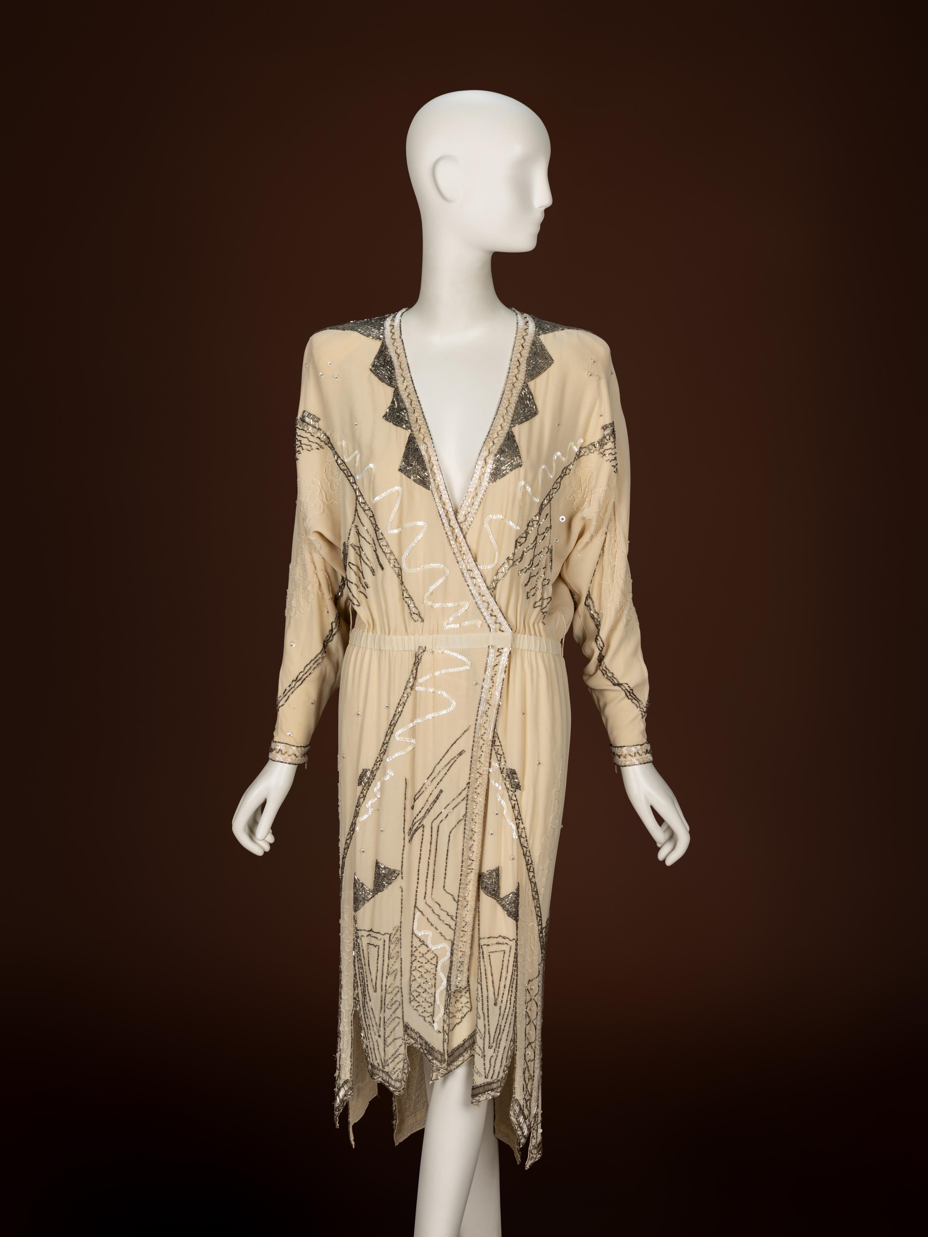 Fabrice, Beaded Cream Cocktail Dress