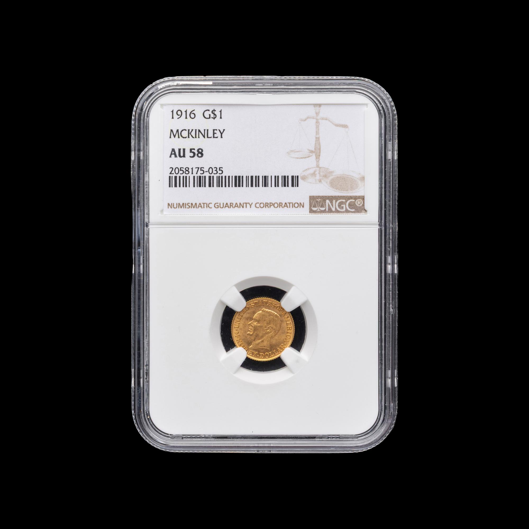 A 1916 McKinley Commemora tive $1 Gold Coin [NGC AU58]