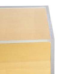 A Contemporary Lucite Enclosed Gold Leafed Rectangular Pedestal — 20th/21st Century
