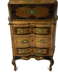 A Venetian Style Polychrome Lacquered Secretary Bookcase — 19TH CENTURY