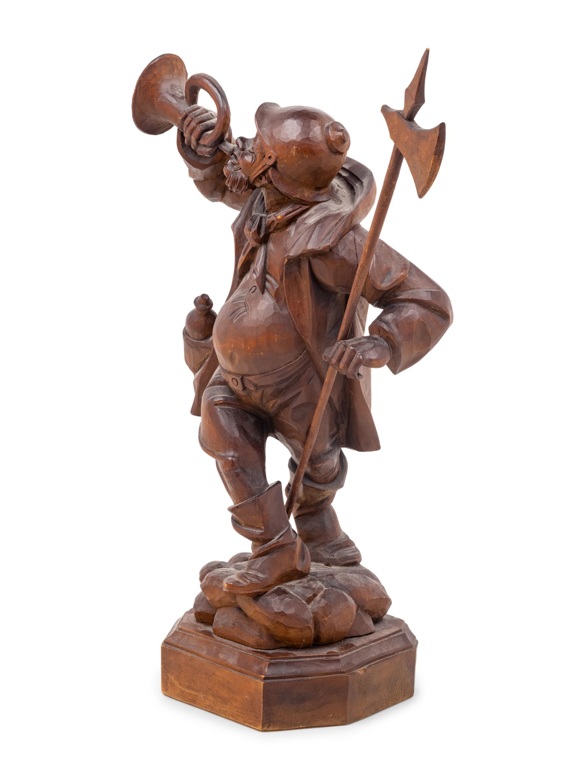 A Black Forest Carved Night Watchman Figure
