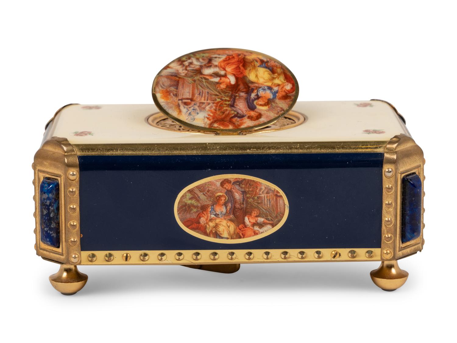 A Swiss Enamel Singing Bird Automaton Box