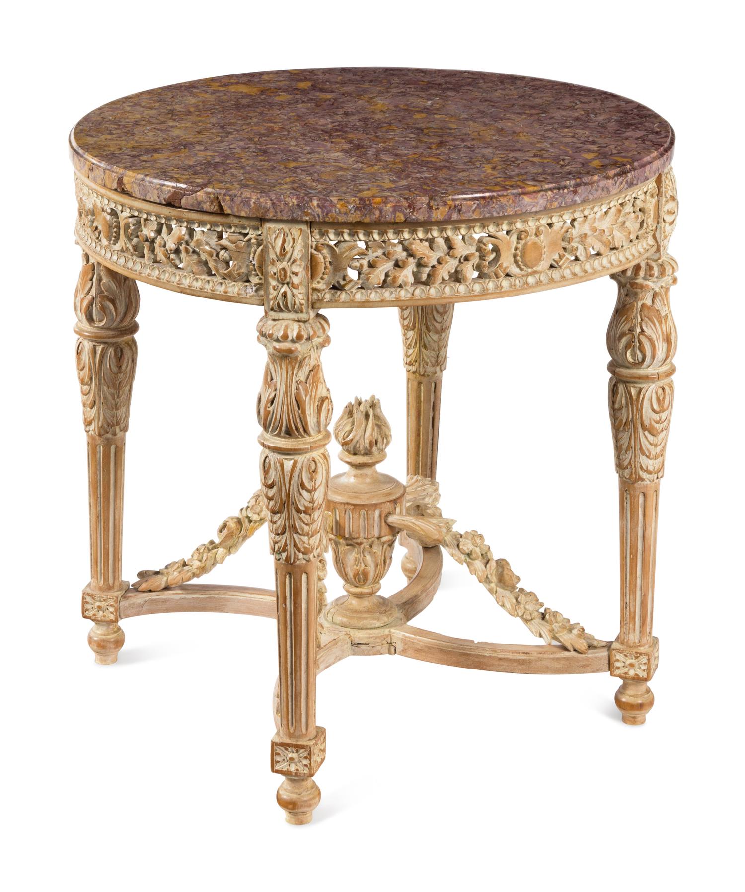 A Louis XVI Style Painted Marble-Top Table