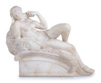 A Pair of Carved Alabaster Figures of Dusk and Dawn , After Michelangelo from The Tomb of Lorenzo de Medici