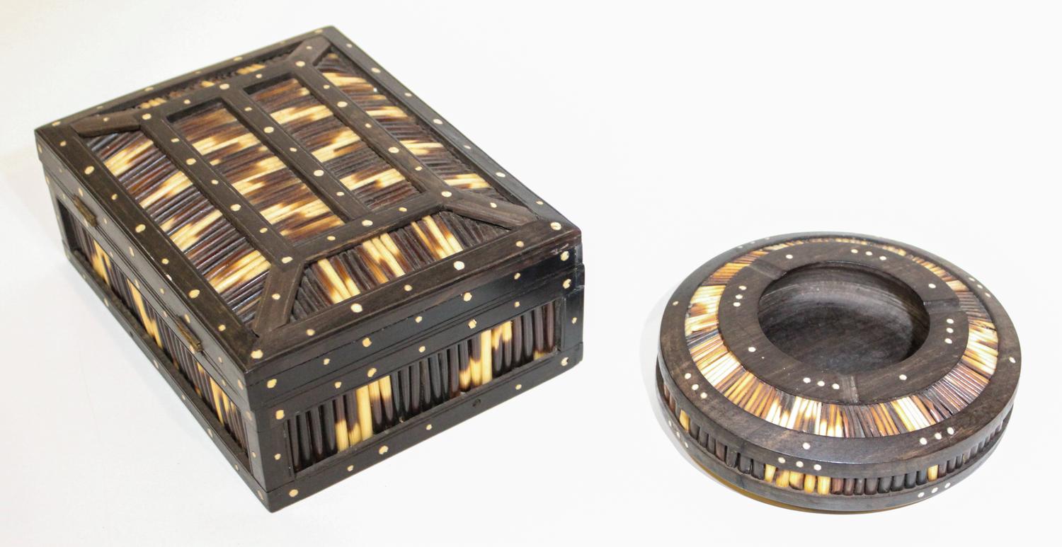 Two Anglo Indian Quill Boxes. Width of wider 8 1/4 inches.
