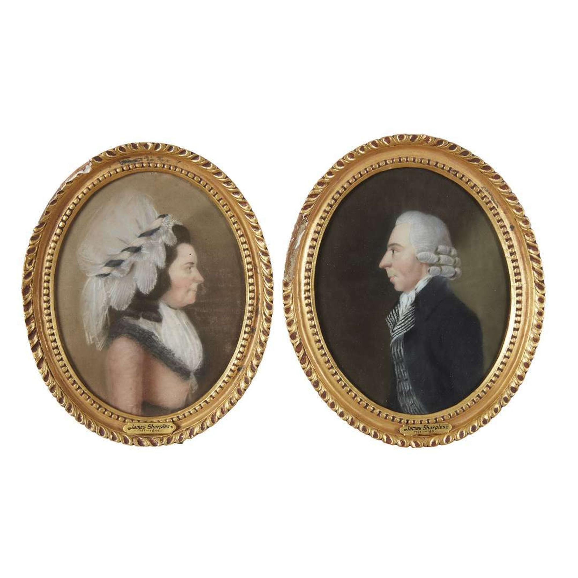 James Sharples Sr. (1751-1811) Pair of portraits: lady and gentleman, circa 1790