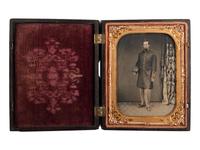 [CIVIL WAR]. Quarter plate tintype and ambrotype of standing Union soldiers.