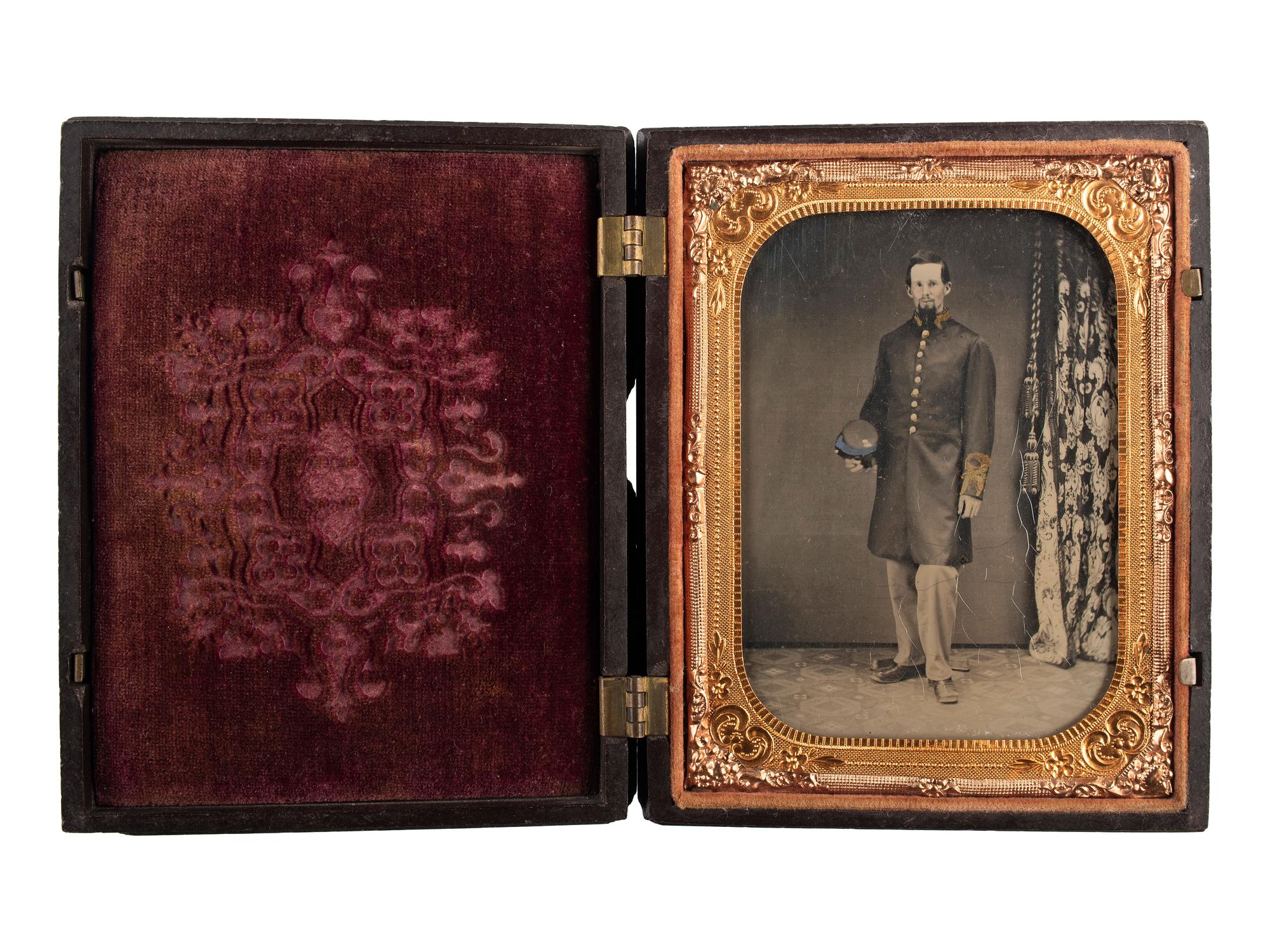 [CIVIL WAR]. Quarter plate tintype and ambrotype of standing Union soldiers.