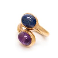 AMETHYST AND LAPIS LAZULI BYPASS RING