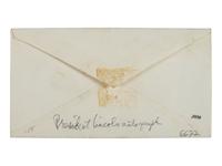 LINCOLN, Abraham (1809-1865). Autograph envelope addressed to Secretary of Navy [Gideon Welles] in Lincoln's hand.