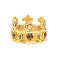 MULTIGEM AND DIAMOND CROWN RING