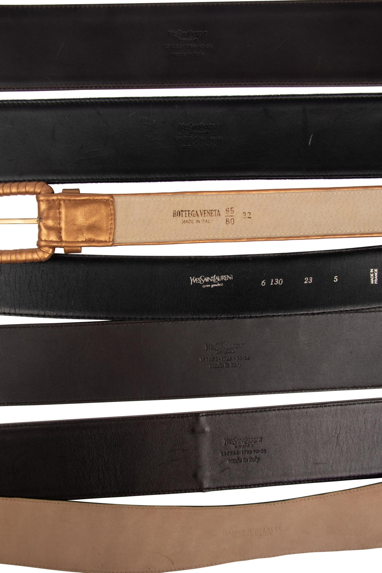 Seven Designer Belts, Including Yves Saint Laurent and Bottega Veneta
