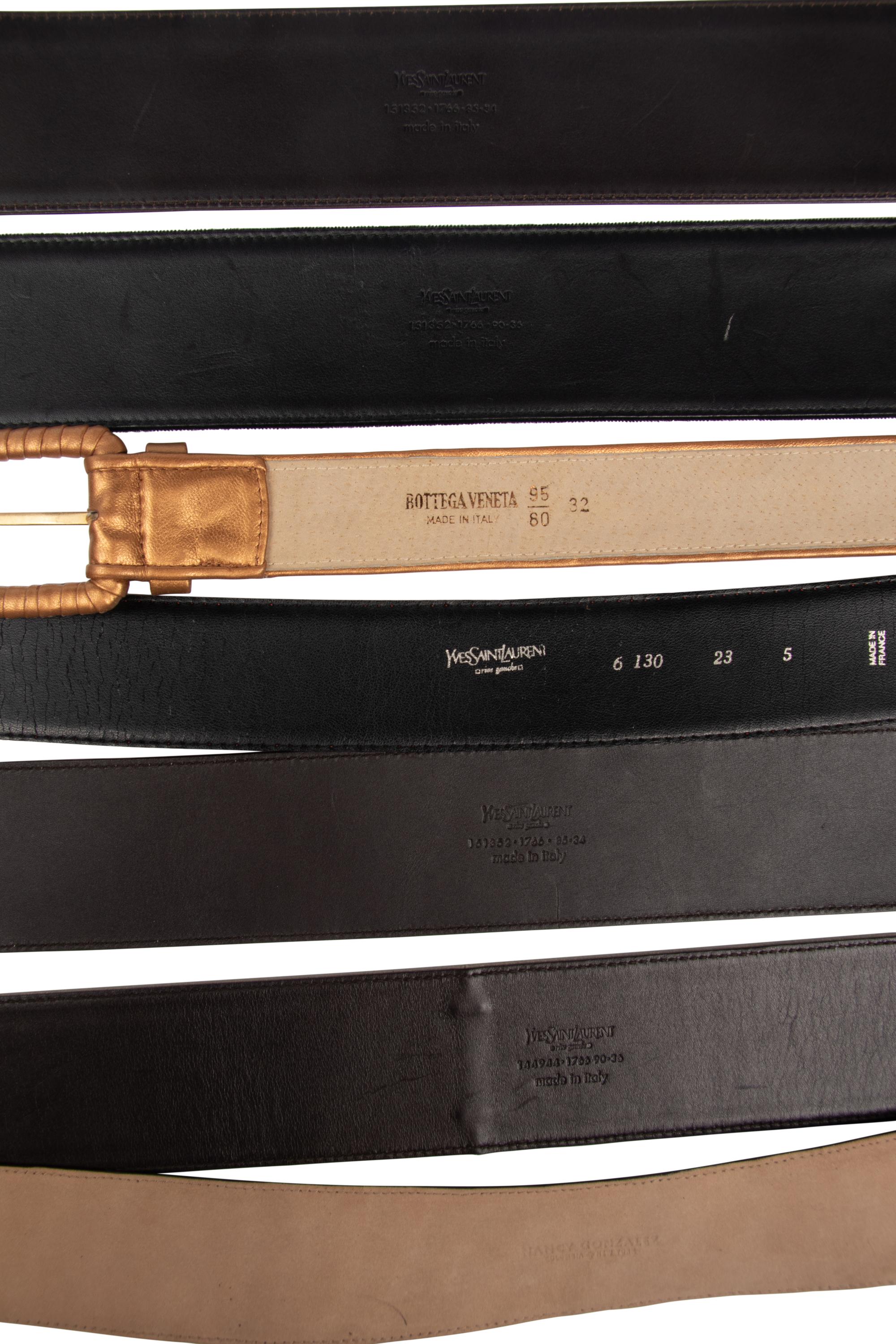 Seven Designer Belts, Including Yves Saint Laurent and Bottega Veneta