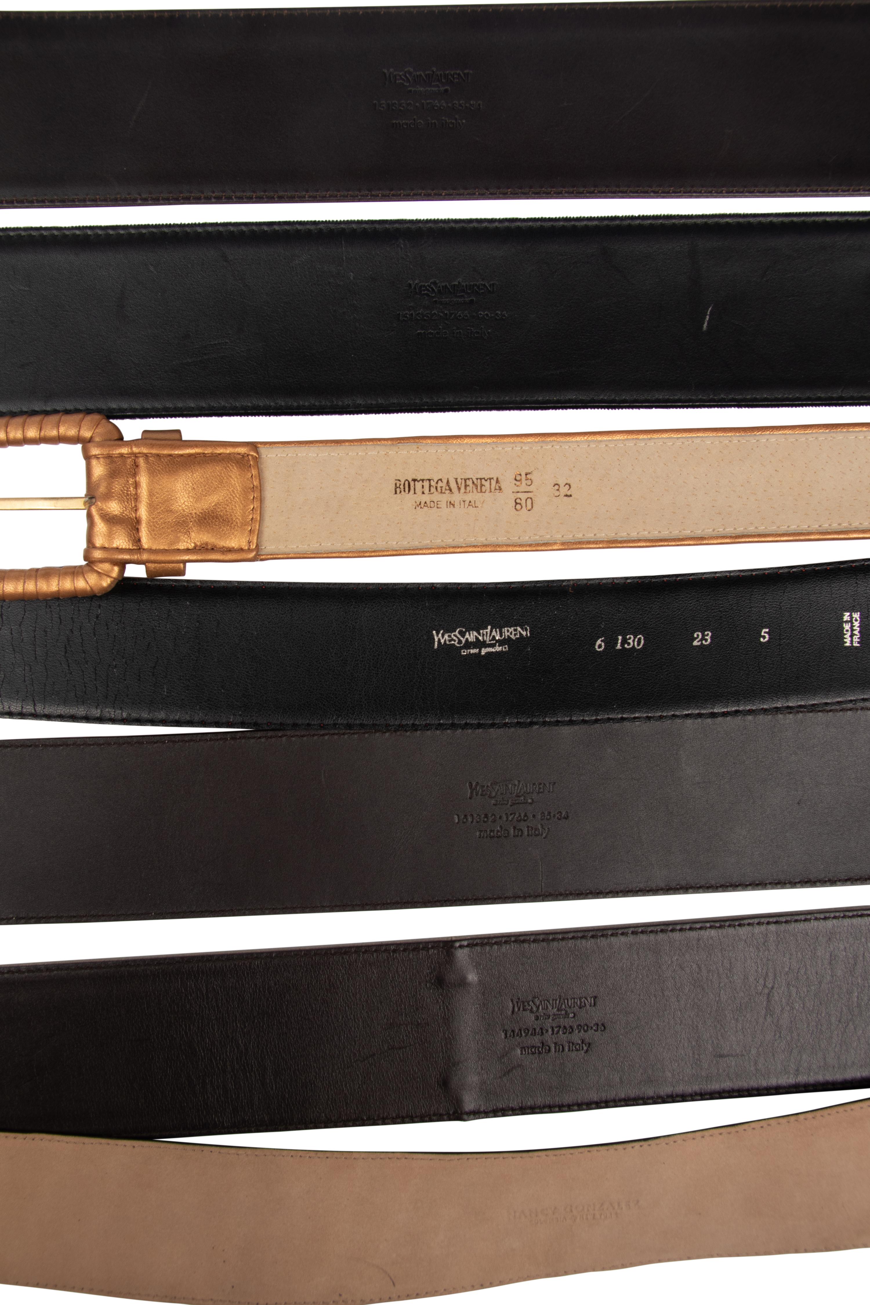Seven Designer Belts, Including Yves Saint Laurent and Bottega Veneta