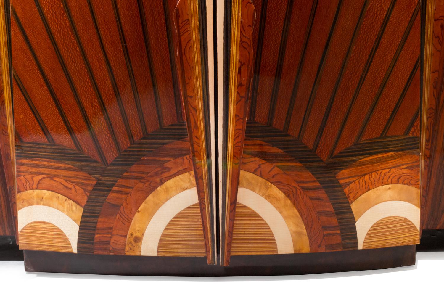 An Art Deco Style Various Woods Inlaid Side Cabinet