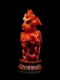 A Carved Carnelian Agate Covered Vase