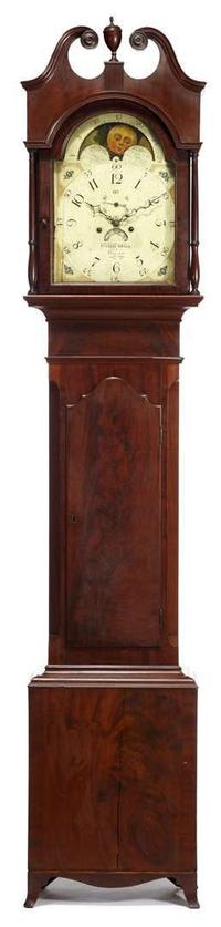 Walnut tall case clock griffith owen, philadelphia, pa, late 18th century