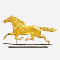 A gilded copper running horse weathervane late 19th century