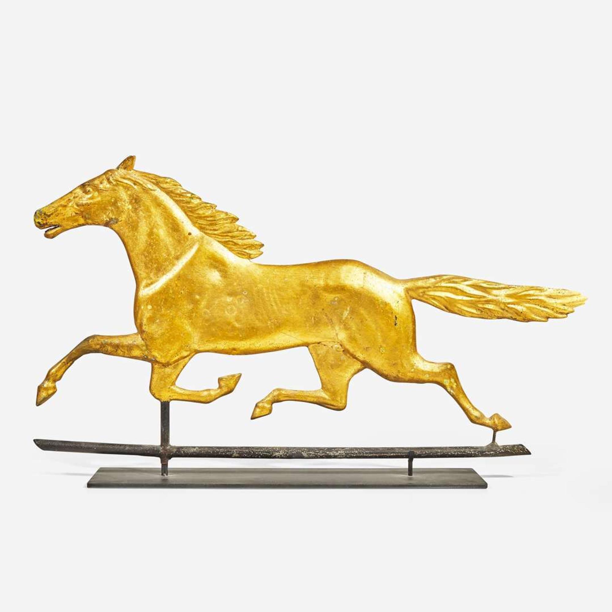 A gilded copper running horse weathervane late 19th century