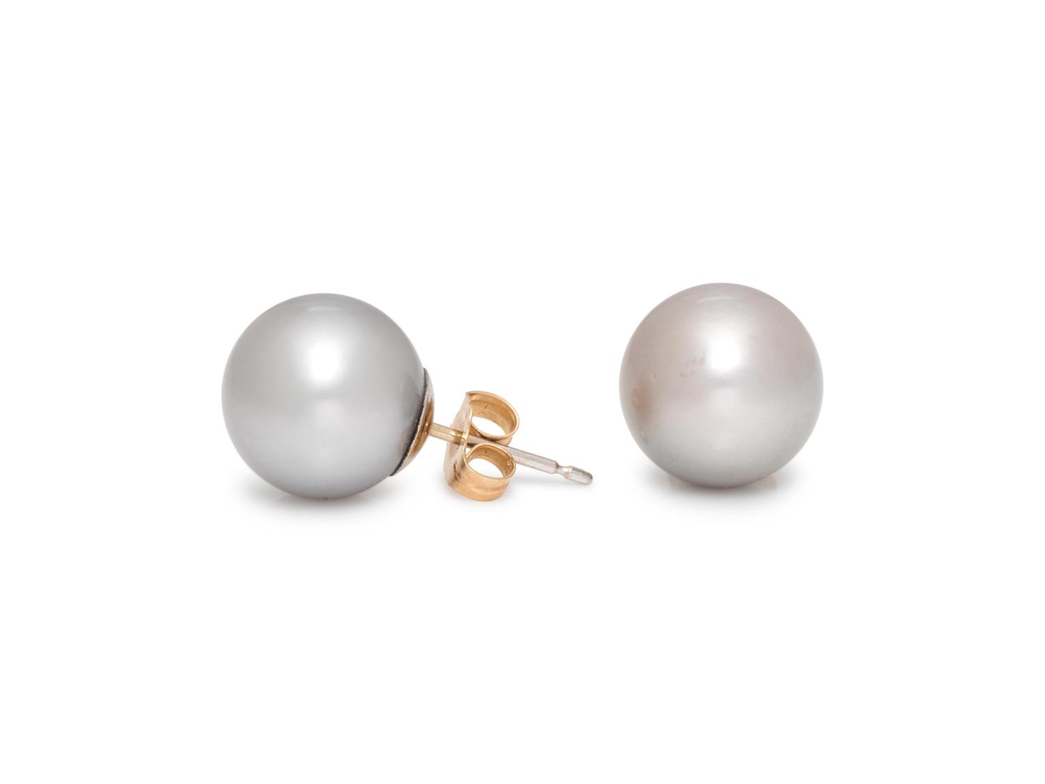 CULTURED TAHITIAN PEARL STUD EARRINGS