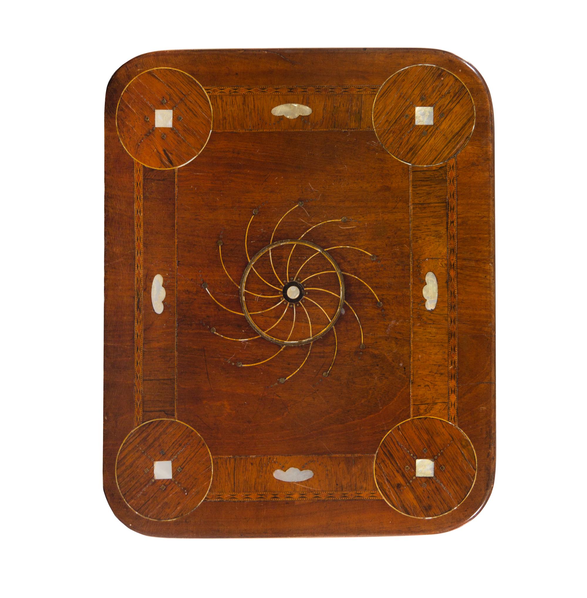 A French Walnut and Mother-of-Pearl Inlaid Marquetry Side Table