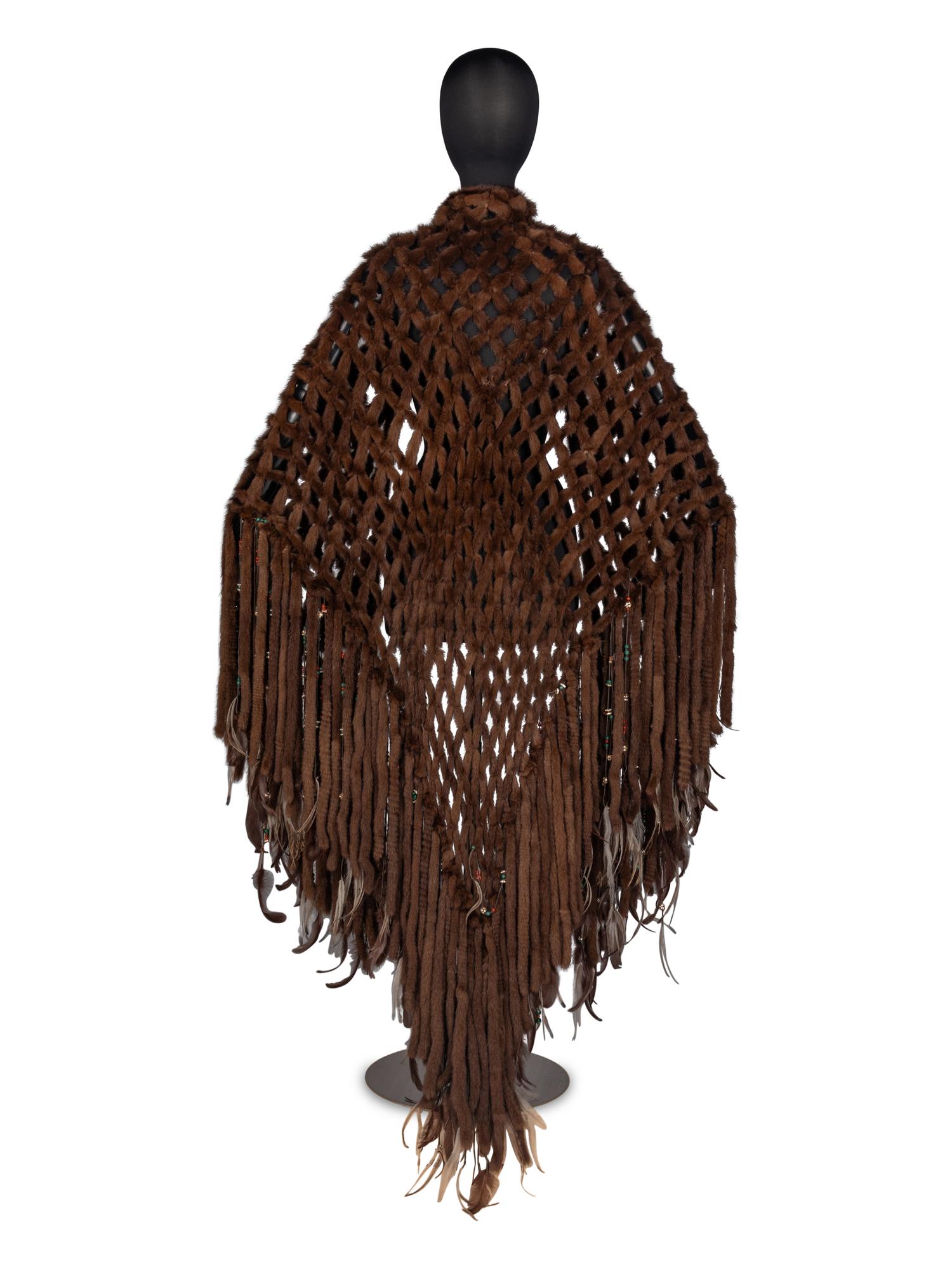 Roberto Cavalli Beaded Mink Cape