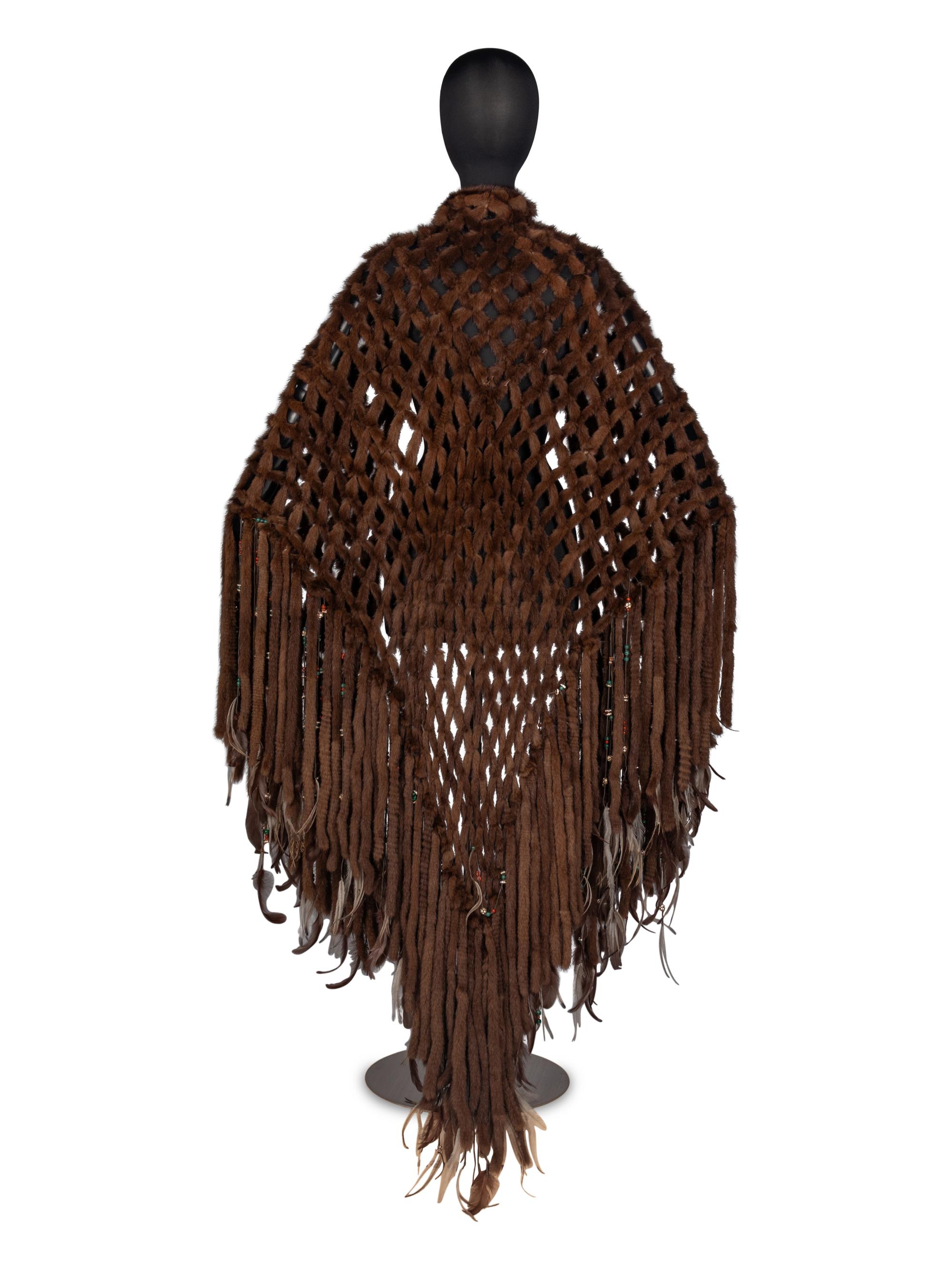Roberto Cavalli Beaded Mink Cape