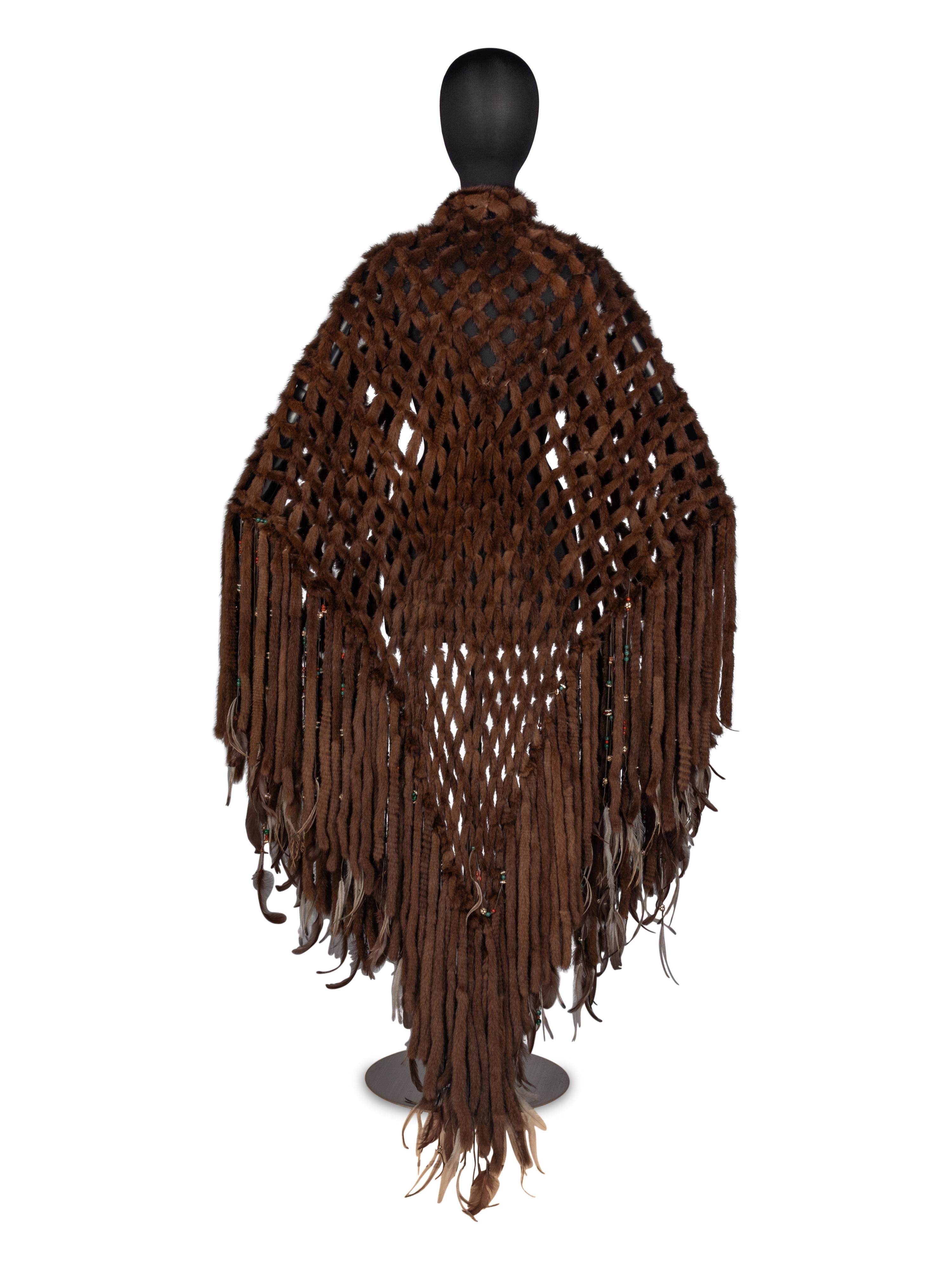 Roberto Cavalli Beaded Mink Cape