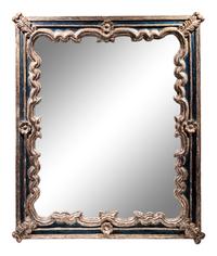 An Italian Baroque Style Blue-Painted and Parcel Gilt Mirror