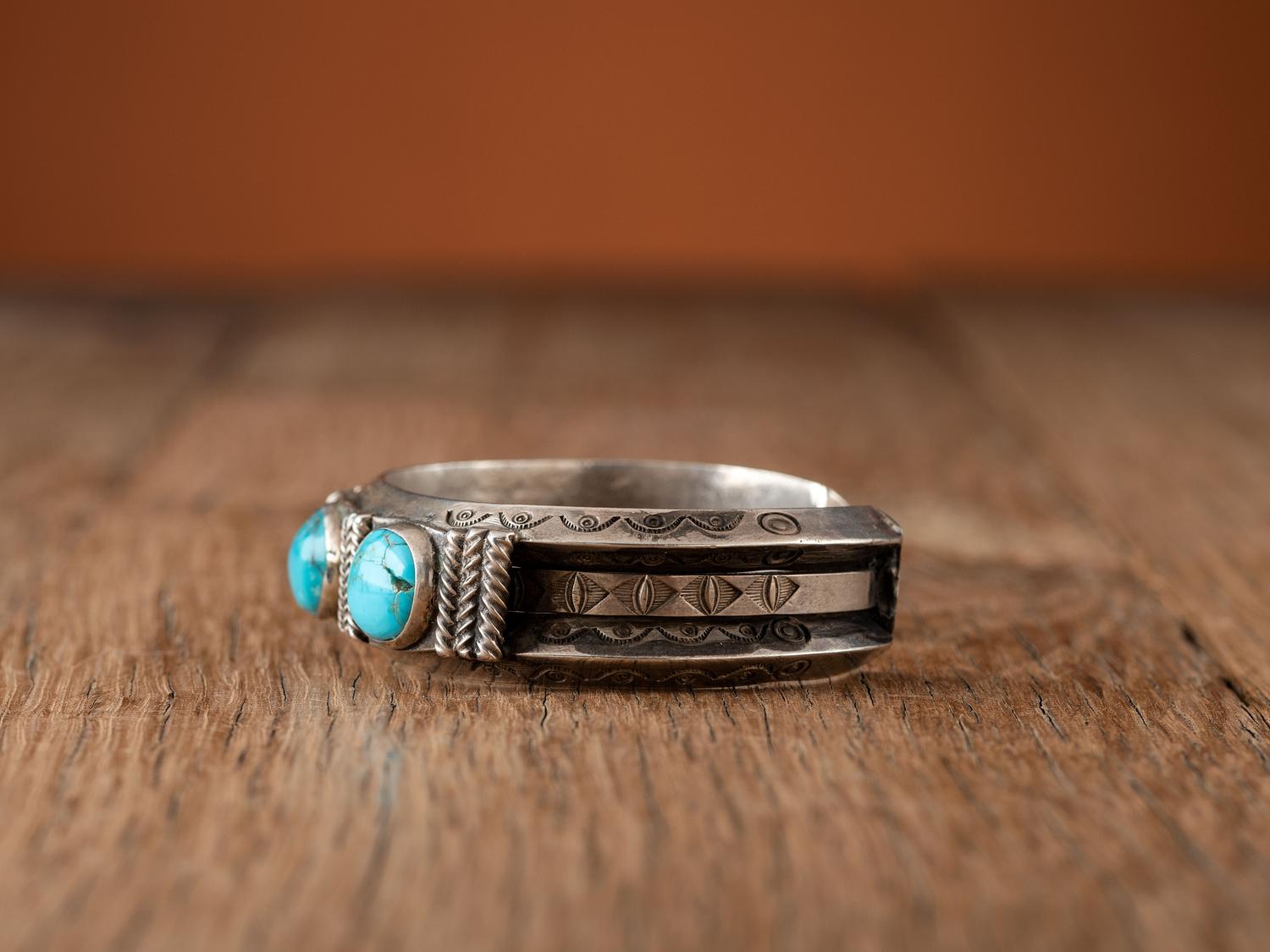 Navajo Silver and Turquoise Cuff Bracelet
