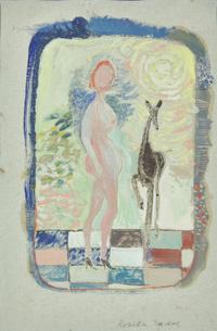 Standing Female Nude with Deer