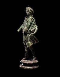 A Roman Bronze Lar with Copper Inlay