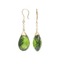 Yellow Gold and Synthetic Green Stone Pendant and Earrings