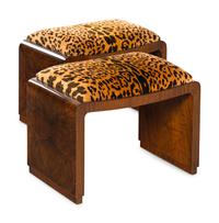 A Pair of Art Deco Burlwood Stools