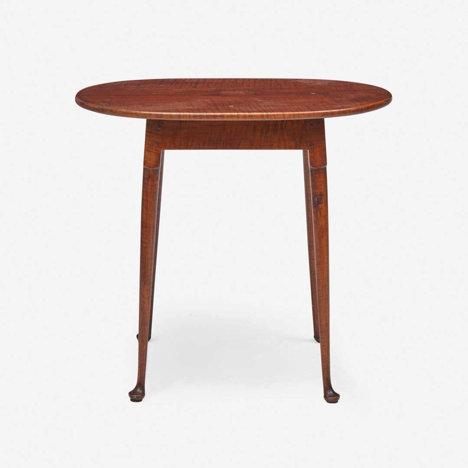 A Queen Anne carved tiger maple tavern table New England, 18th century