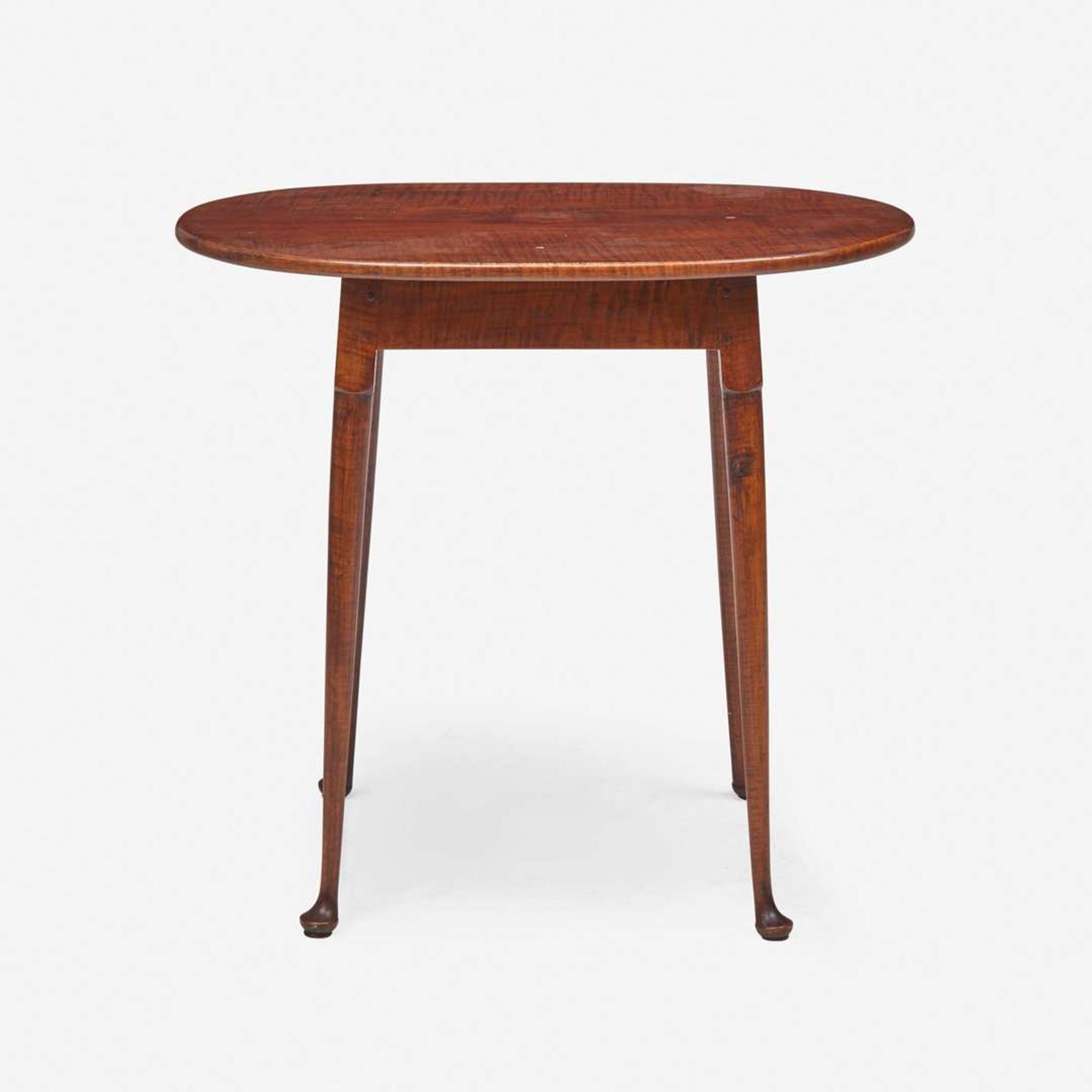 A Queen Anne carved tiger maple tavern table New England, 18th century