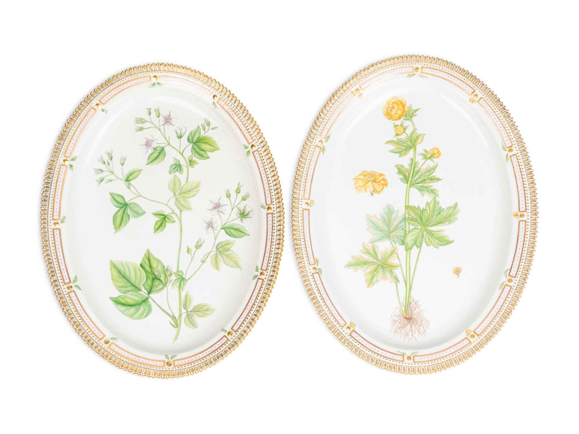 A Pair of Royal Copenhagen Flora Danica Porcelain Oval Platters