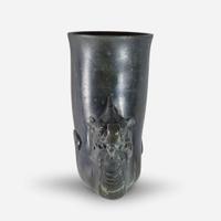 A patinated bronze rhyton-form fitting or wall vase 来通杯形铜器 18th/early 19th century ????????