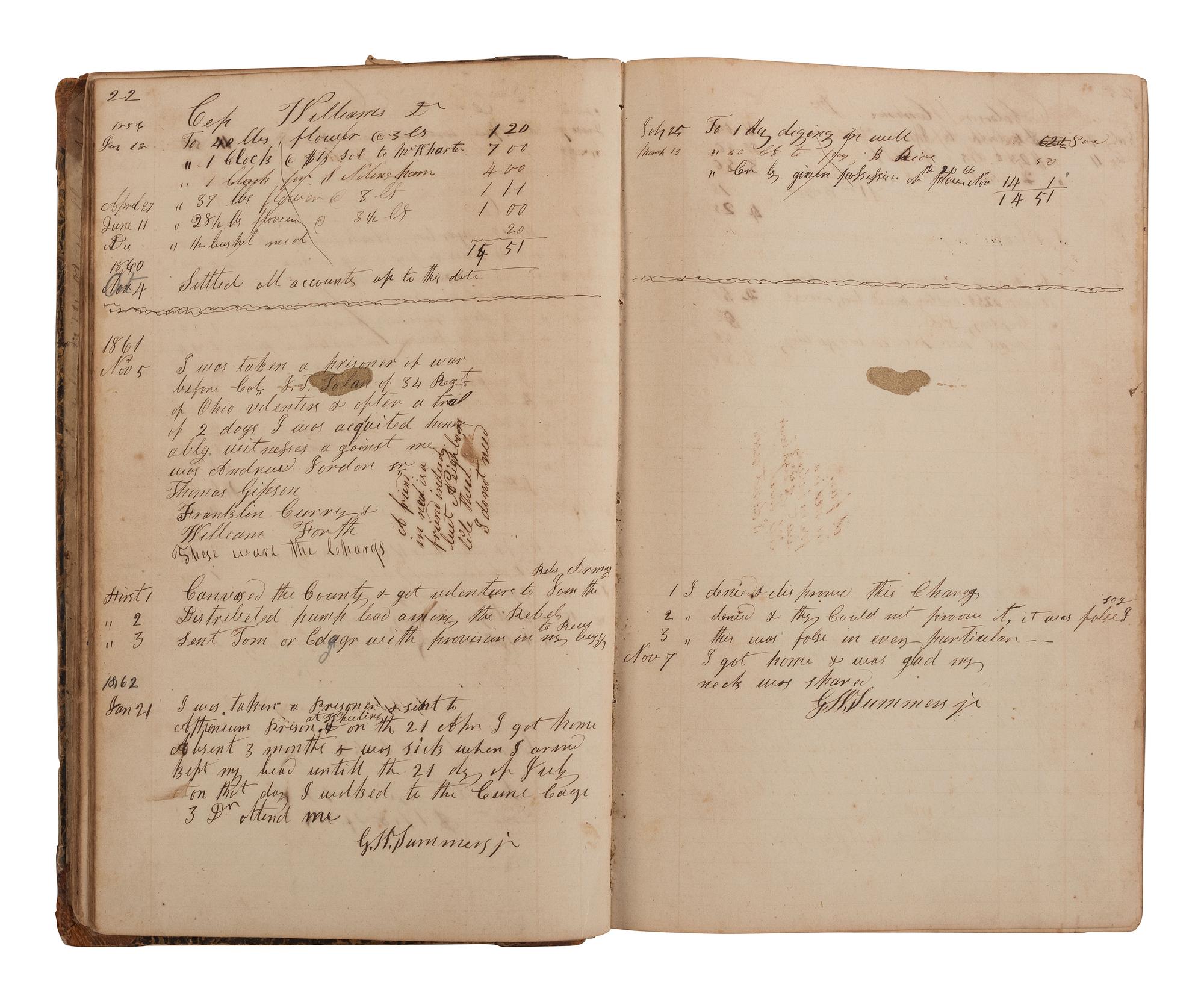 [CIVIL WAR]. A group of 3 ledgers associated with George W. Summers of Grant, Cabell County, (West) Virginia, documenting tensions between Union forces and Confederate sympathizers.