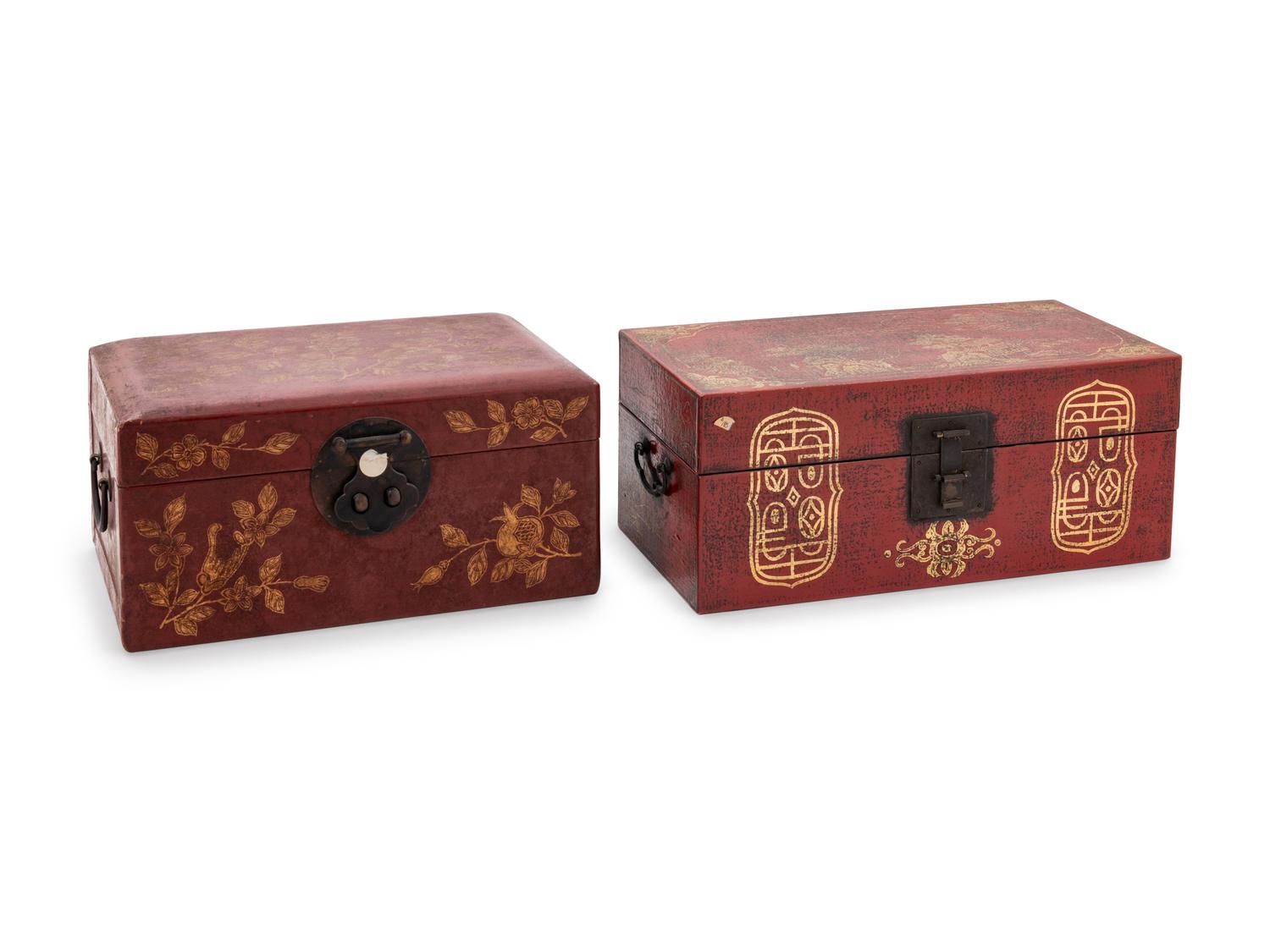 Four Chinese Gilt and Lacquered Boxes