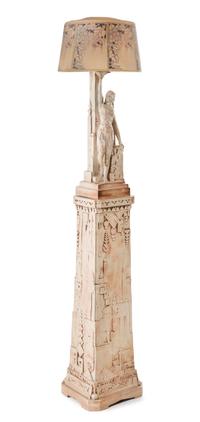 Fritz Albert & Ferdinand Moreau, NORTHWESTERN TERRA COTTA CO., c. 1911, a glazed terra cotta lamp and base