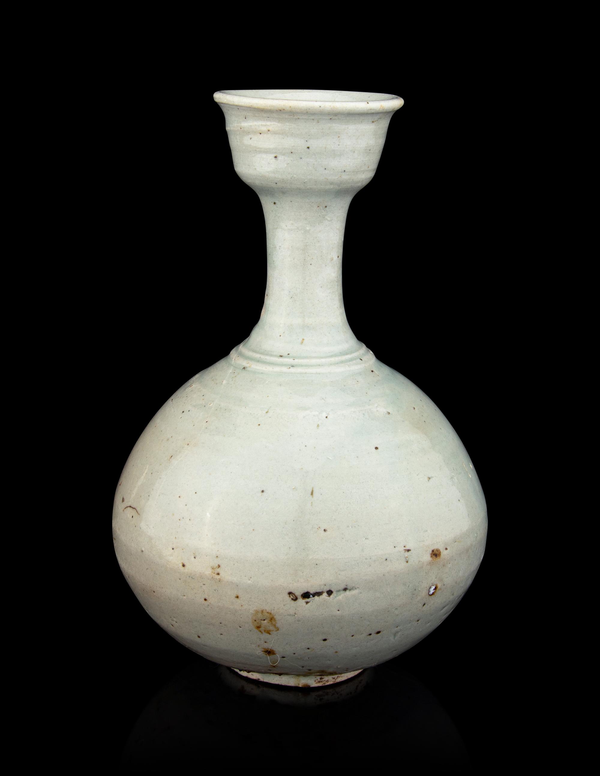 A Korean Monochrome Glazed Porcelain Bottle Vase