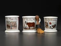 Three Butcher's Porcelain Occupational Shaving Mugs