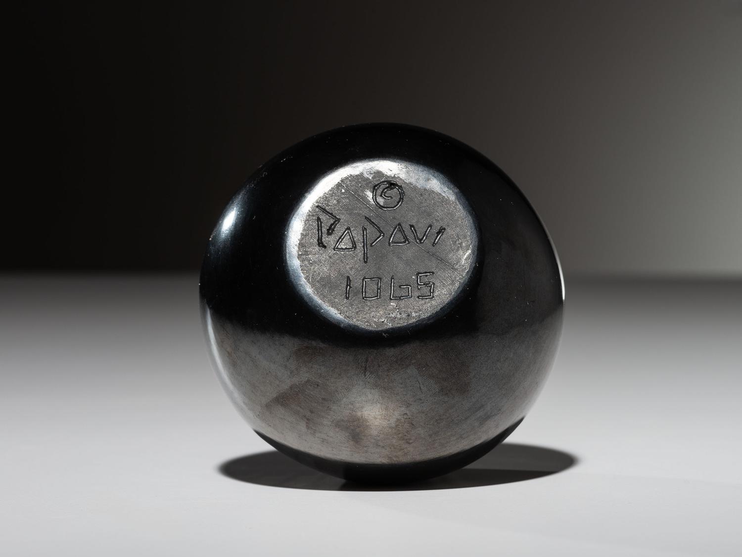 Blackware Pottery Jar, with Gunmetal Finish October 1965
