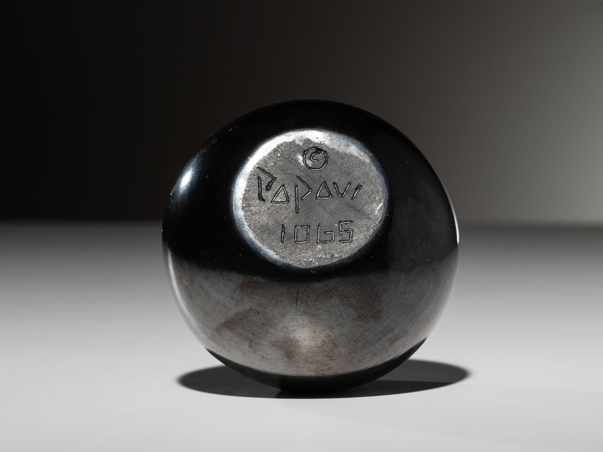 Blackware Pottery Jar, with Gunmetal Finish October 1965