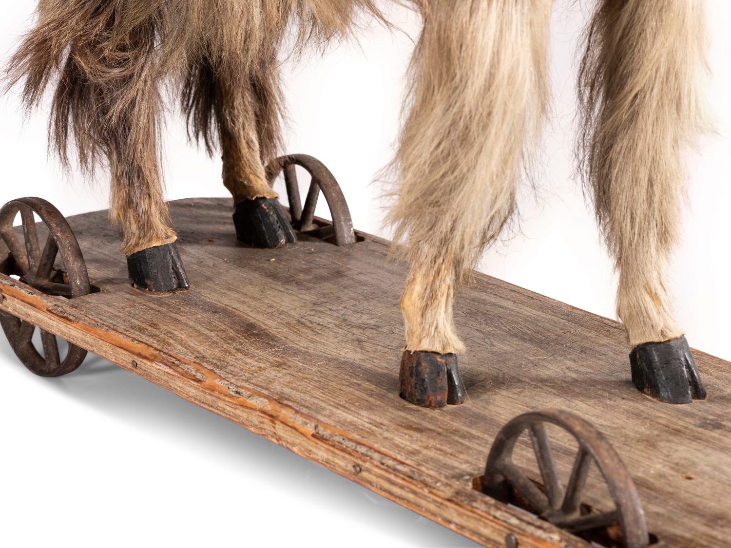 A Long Hair Sheep Child’s Pull Toy with Glass Eyes