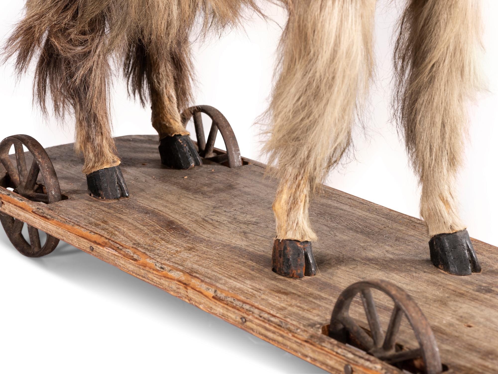 A Long Hair Sheep Child’s Pull Toy with Glass Eyes